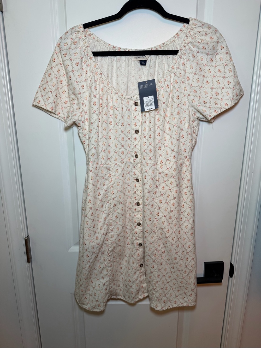 Universal Thread Cream Mini Dress with Rust Floral Print